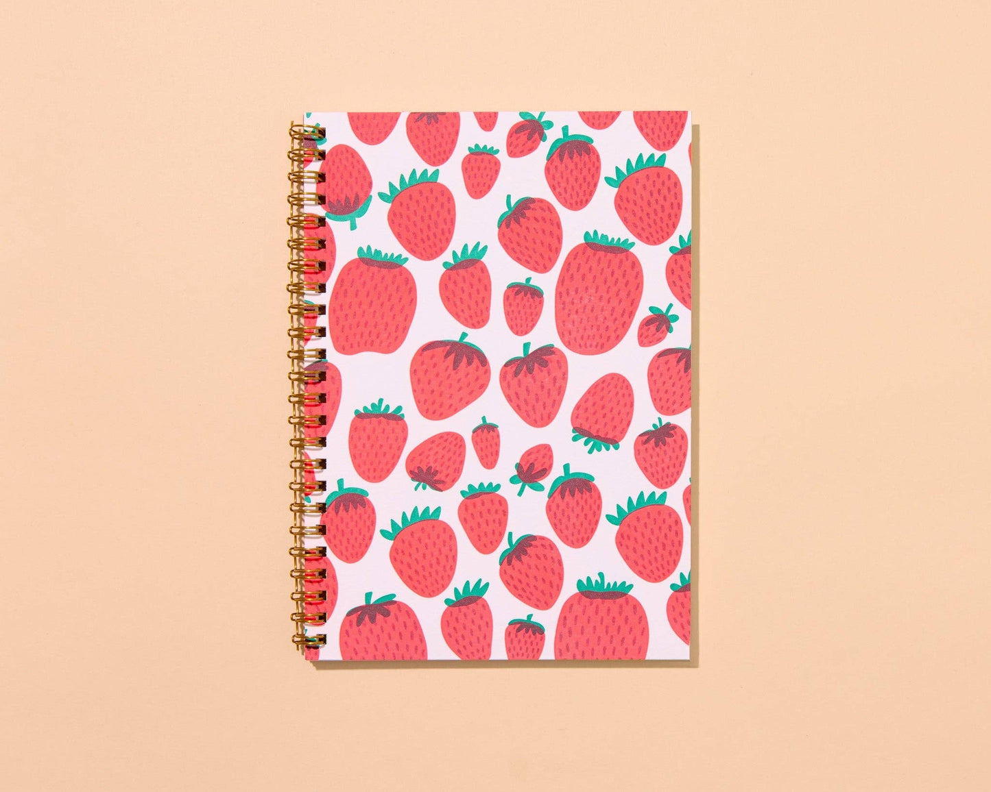 Colorful Modern Letterpress A5 Spiral Notebook—Strawberry