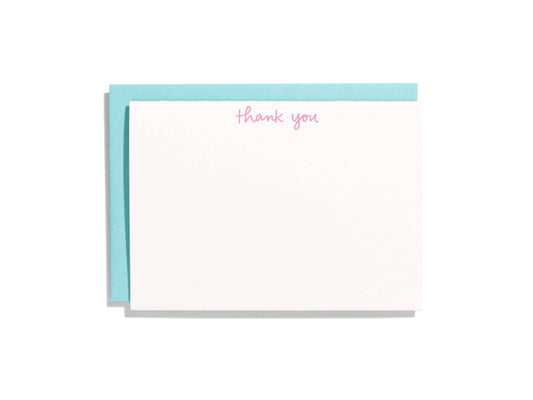 Handwritten Thank You Pink Letterpress Flat Note Box Set