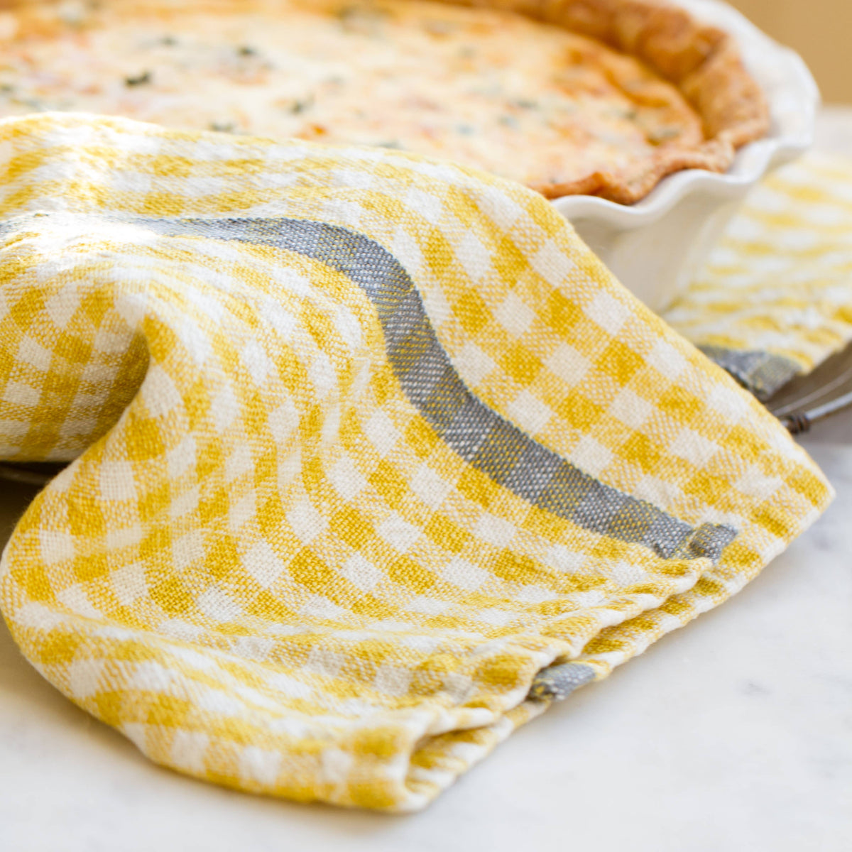 Two-Tone Gingham Dijon/Grey Tea Towels 20x30 - Dijon/Grey