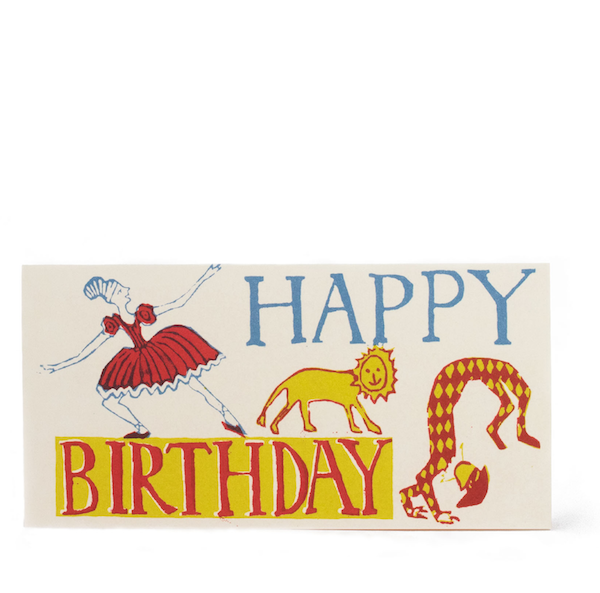 Long Card Happy Birthday Ballerina, Lion, Acrobat