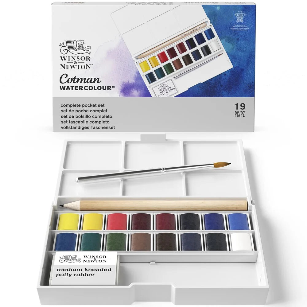 Cotman Watercolour Pocket Box Half Pan Set