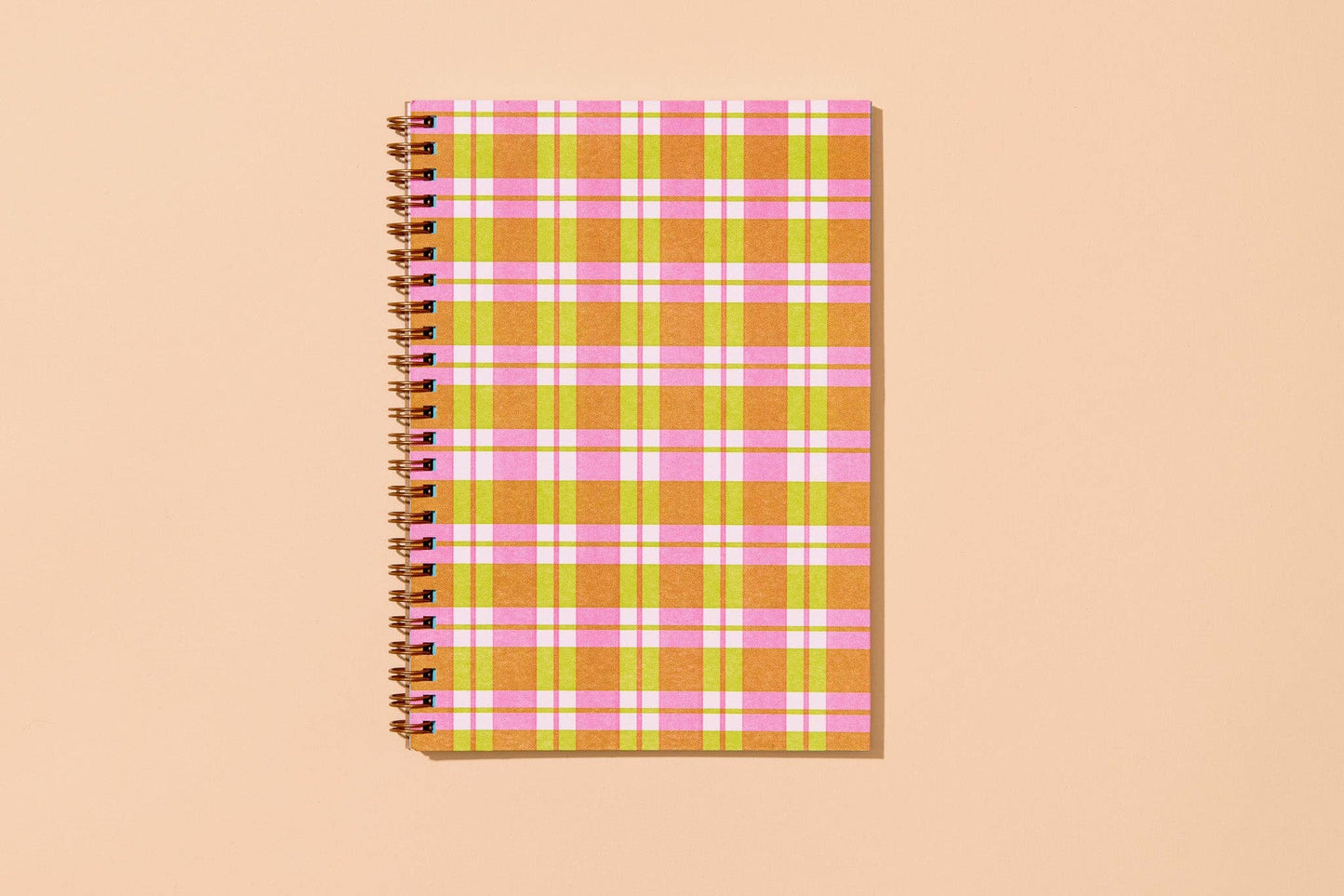 Classic Letterpress A5 Spiral Notebook—Gingham Plaid Picnic