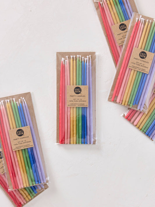Hand-dipped Pure Beeswax Birthday Candles | Tall Rainbow