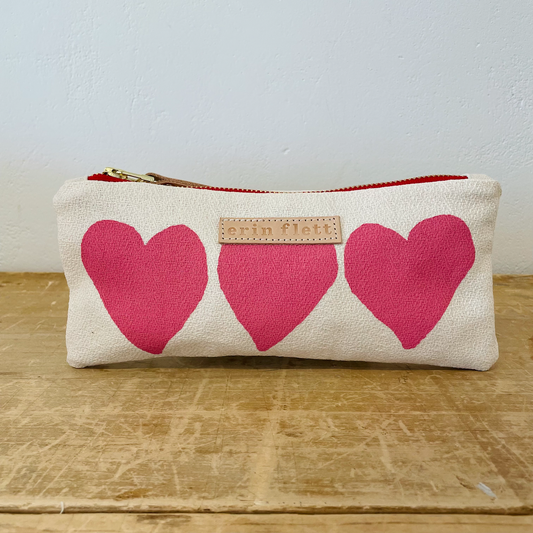 Hot Pink Heart Pencil Bag