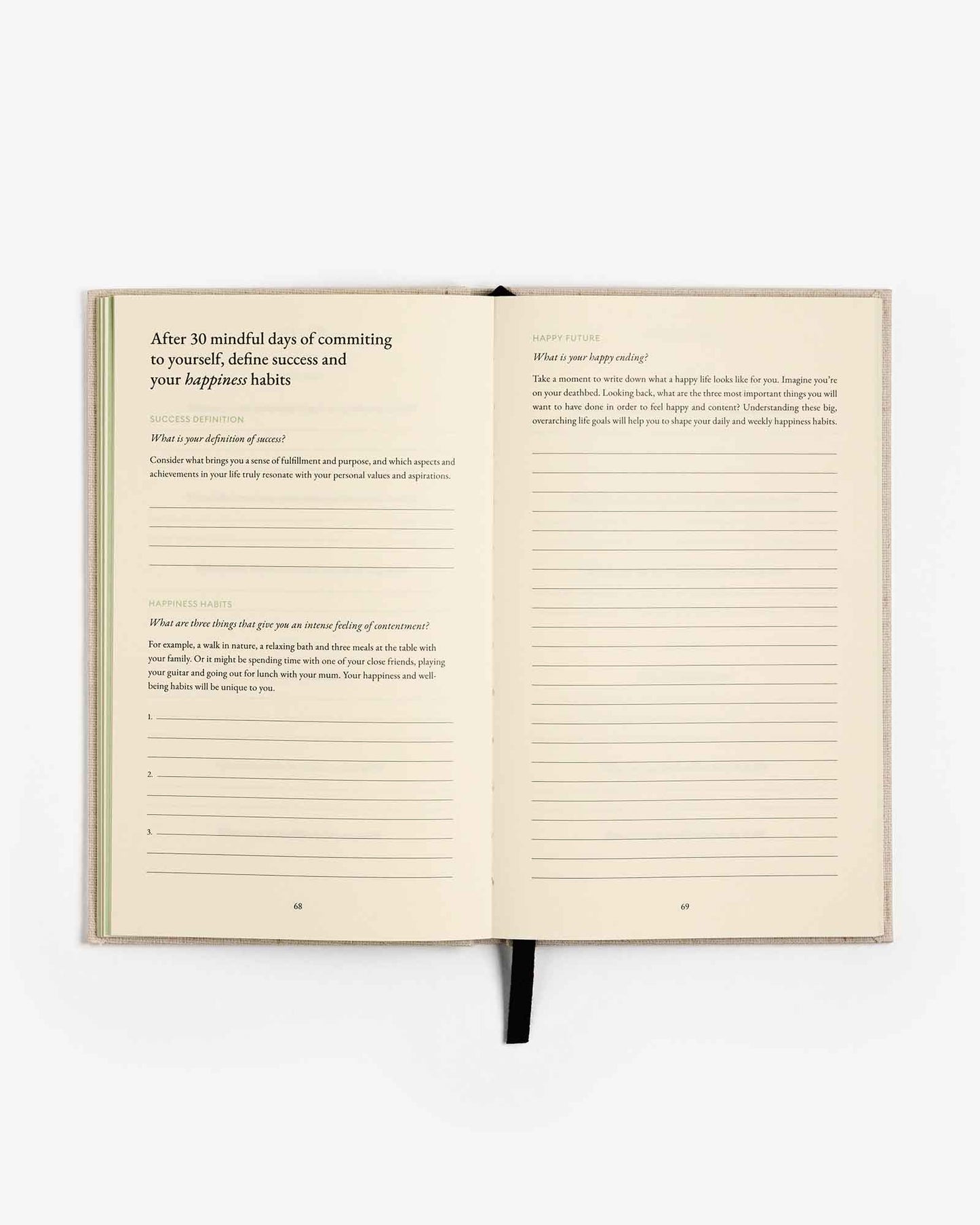 The Three Question Journal Green - Daily Guided Wellbeing