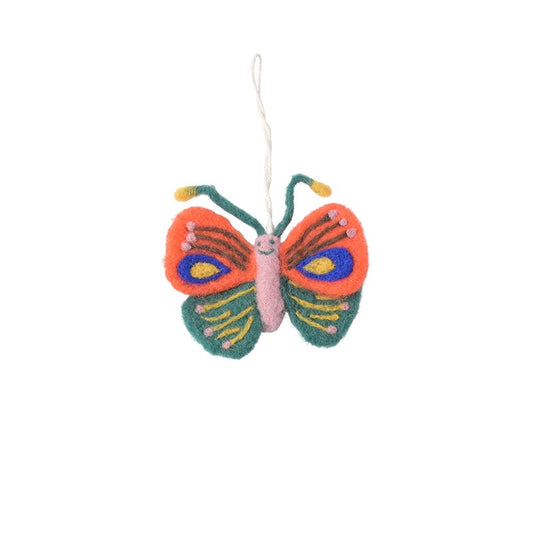 Coral Butterfly Wool Ornament
