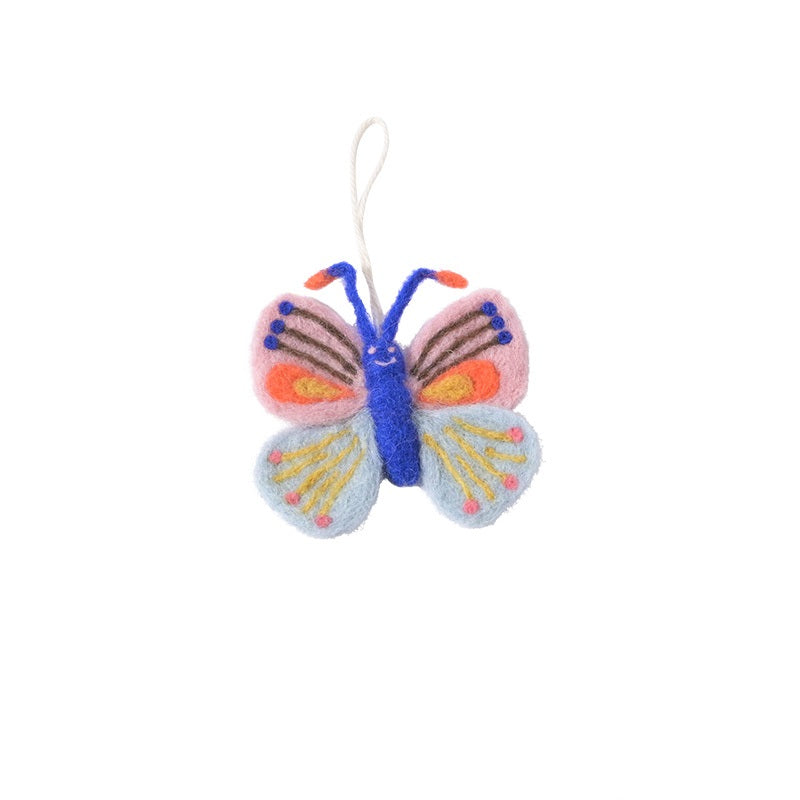 Pink Butterfly Wool Ornament