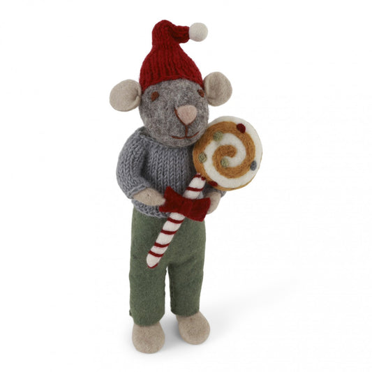 Big Grey Boy Mouse w/Christmas Candy