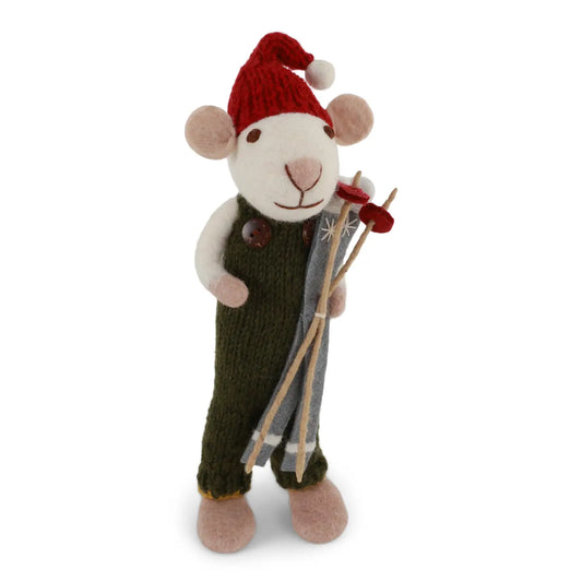 Big White Boy Mouse w/Green Pants & Ski