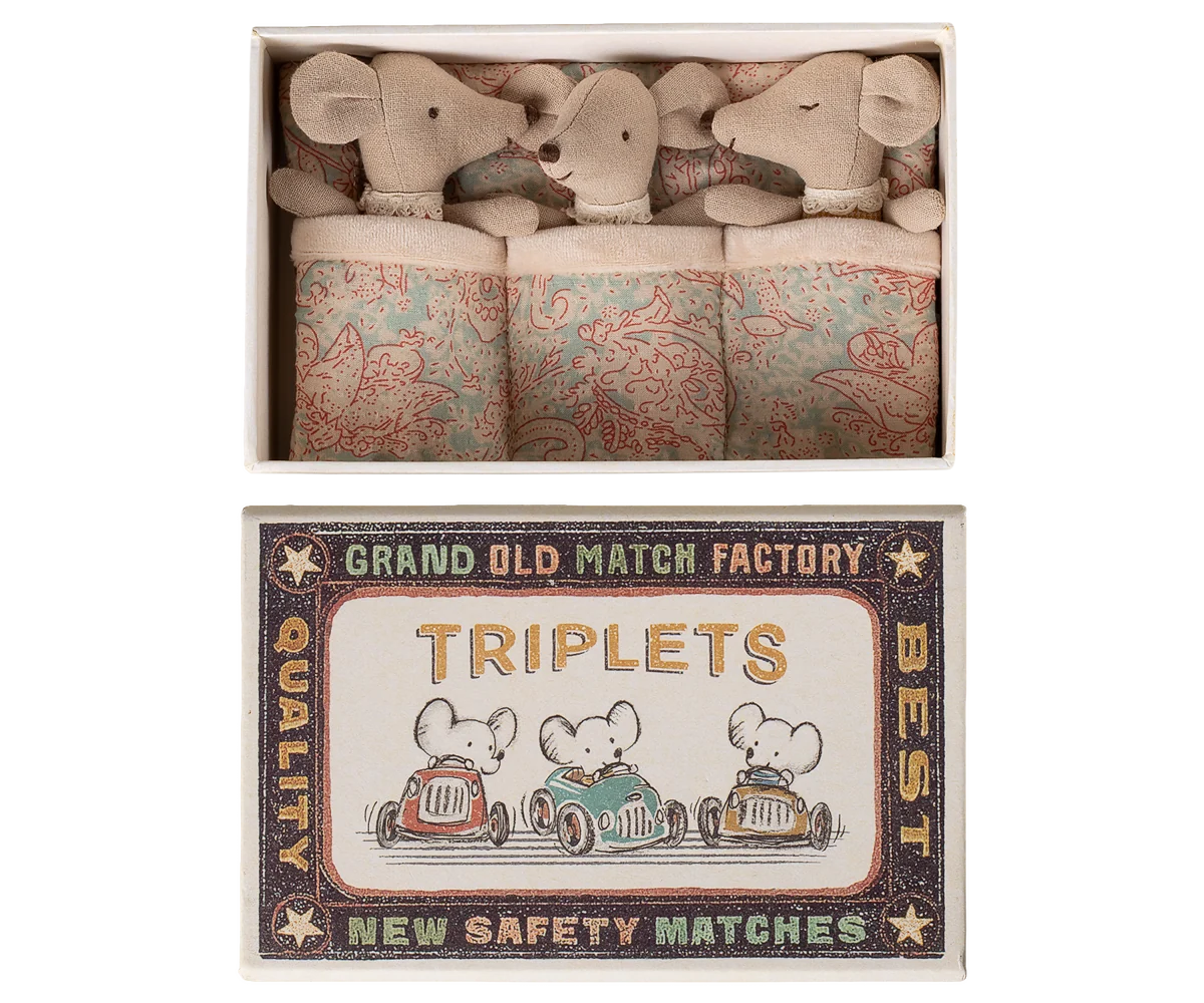 Triplets, Baby Mice in Matchbox - Maileg