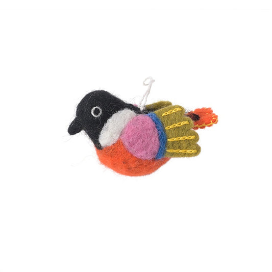 Coral Bird Wool Ornament