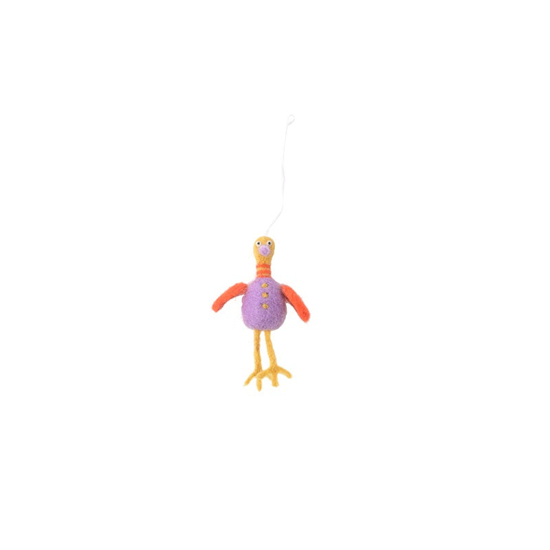 Funky Bird Wool Ornament - Lilac