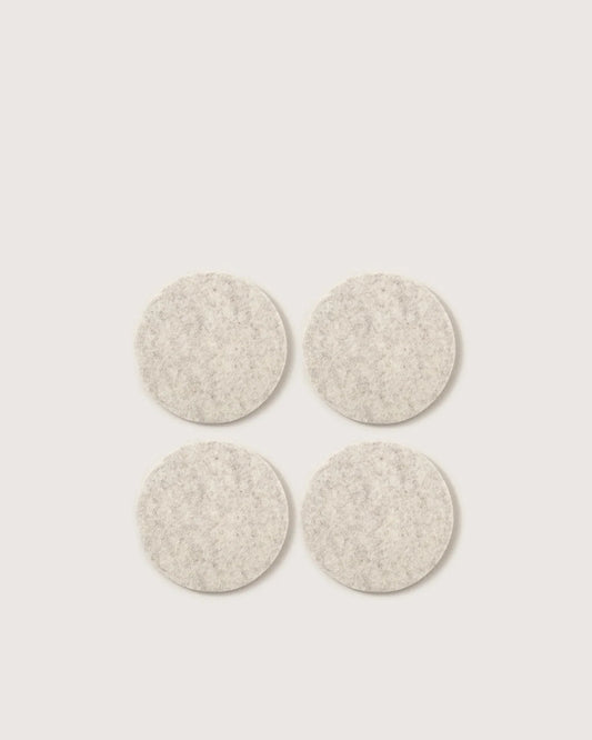 Bierfilzl Merino Wool Round Coaster Solid 4 Pack - Heather White