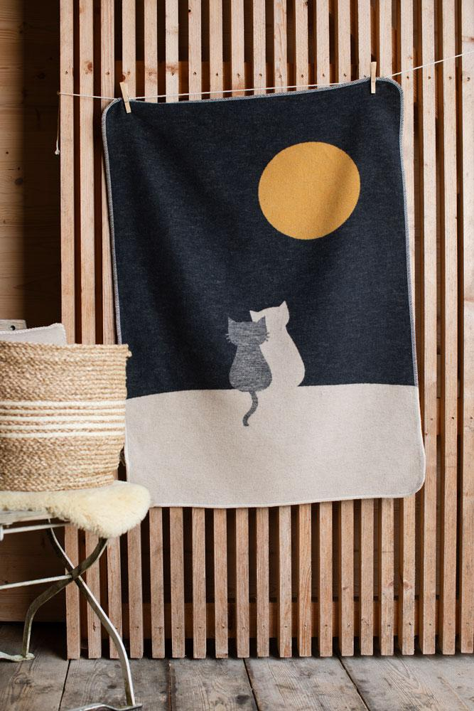 Cat Blanket "Moon Gazing" Small