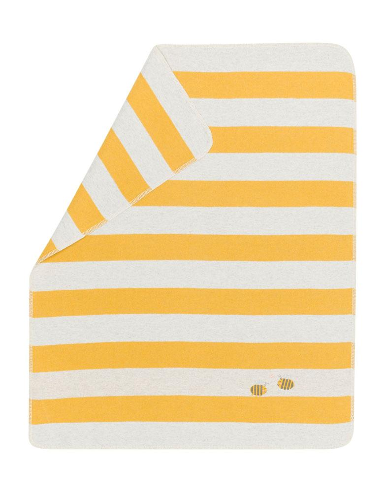 Juwel Stripes and Bees Embroidered Baby Blanket