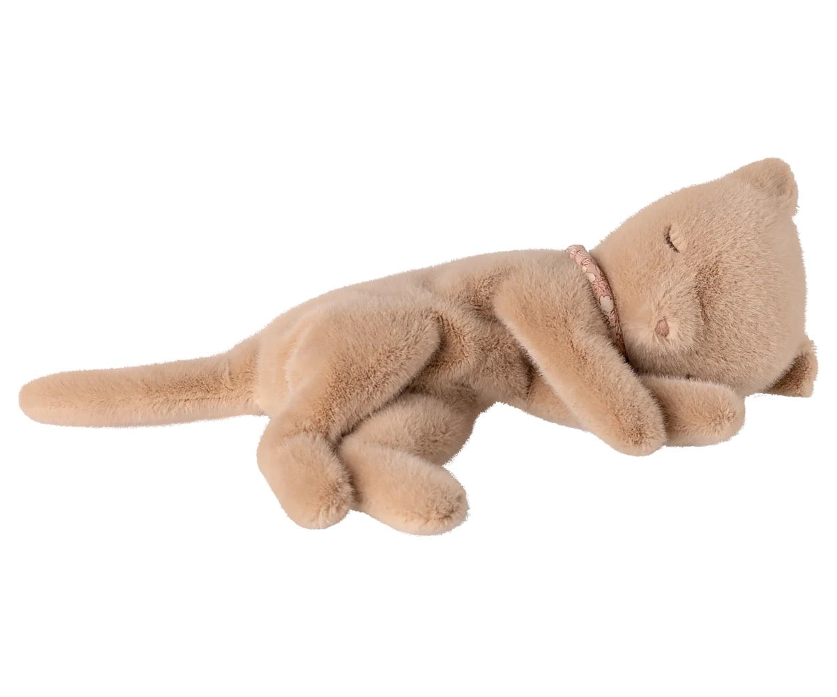 Sleeping Kitten Plush, Small - Cream Peach
