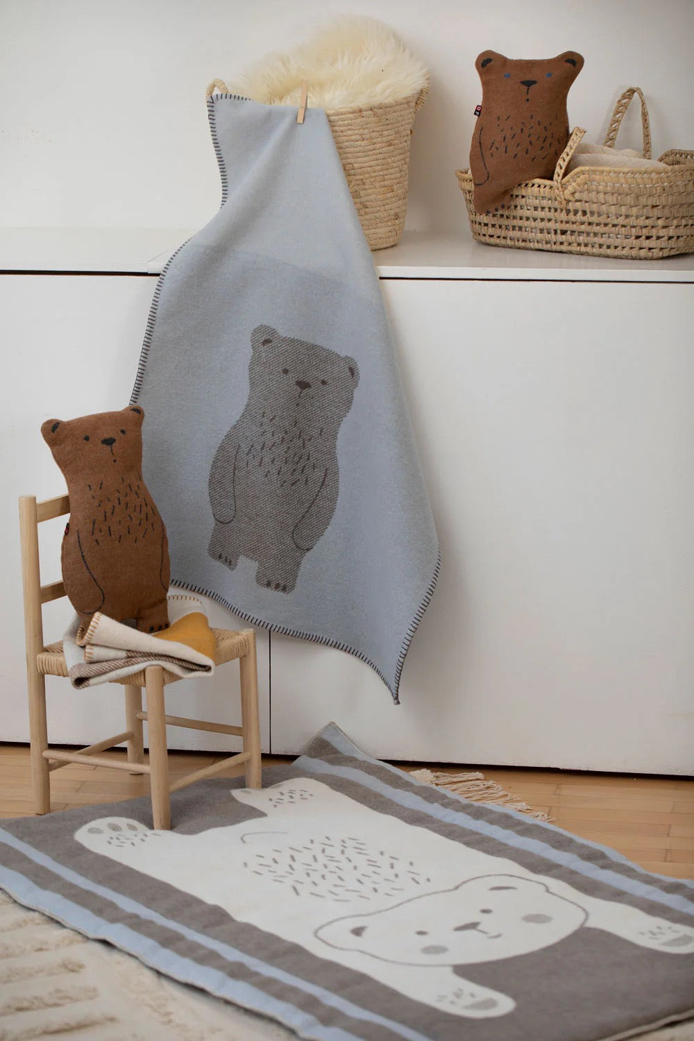 Lili Baby Blanket - Moon Bear - Light Blue