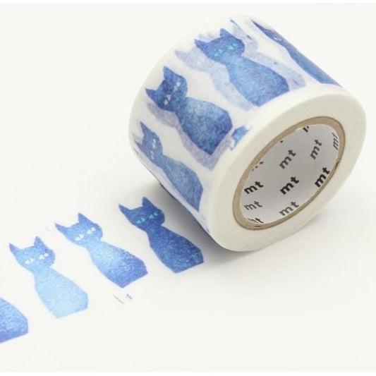 mt Washi Tape - Mina Perhonen Kuro-Neko Blue Cat (35mm)