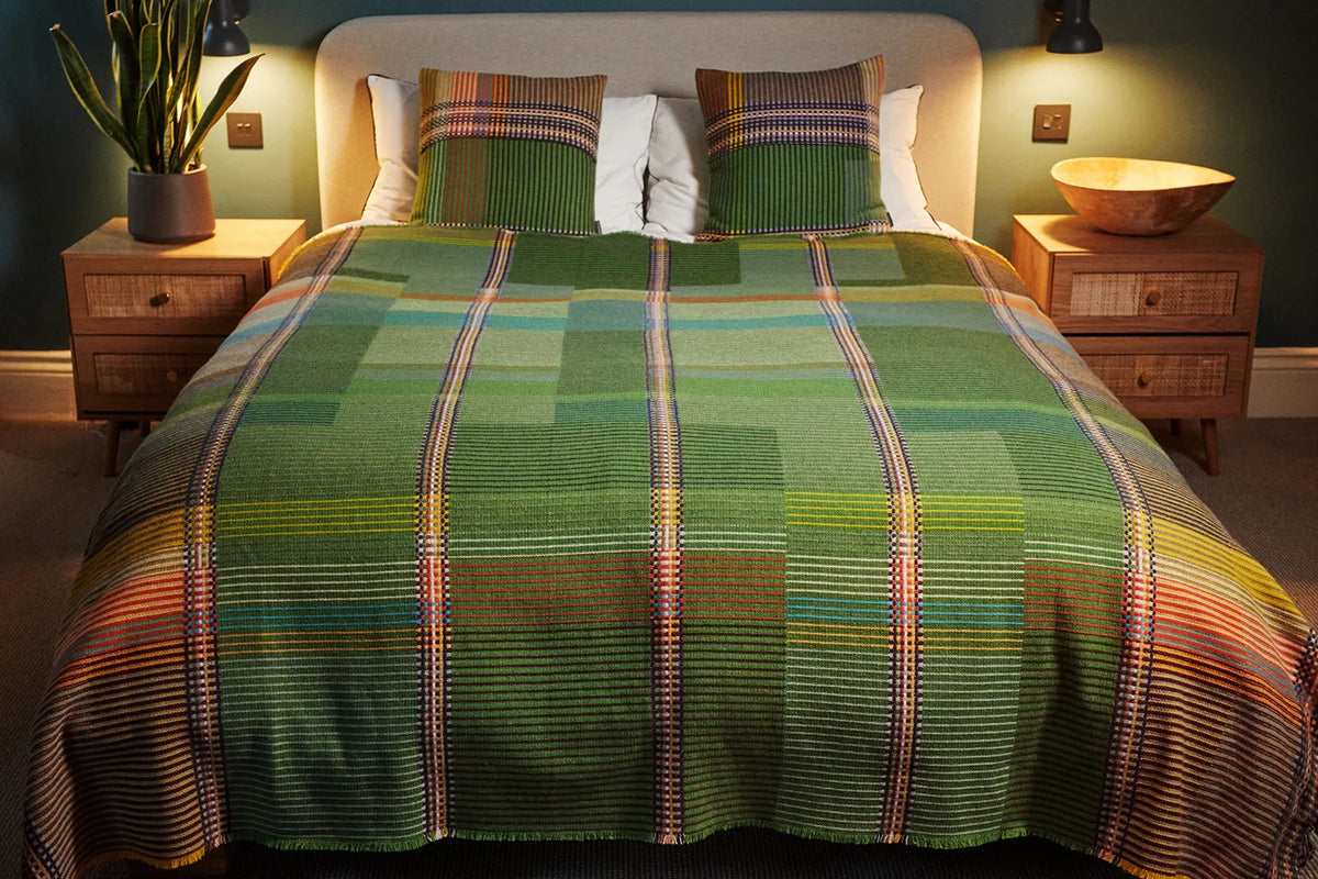 Watson Pinstripe Throw - Mid Green