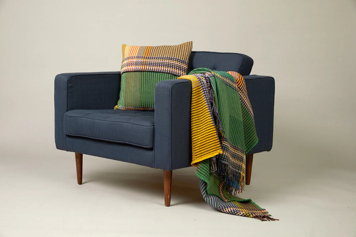 Watson Pinstripe Throw - Mid Green