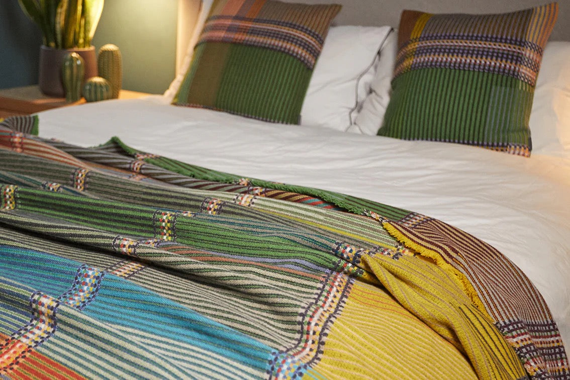 Watson Pinstripe Throw - Mid Green