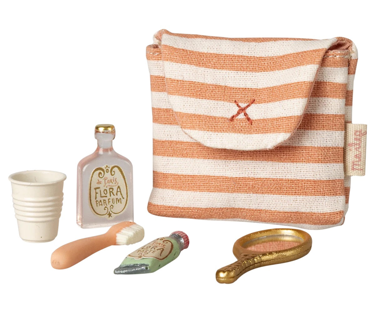 Toothbrush Set in Bag, Mouse - Coral Stripe