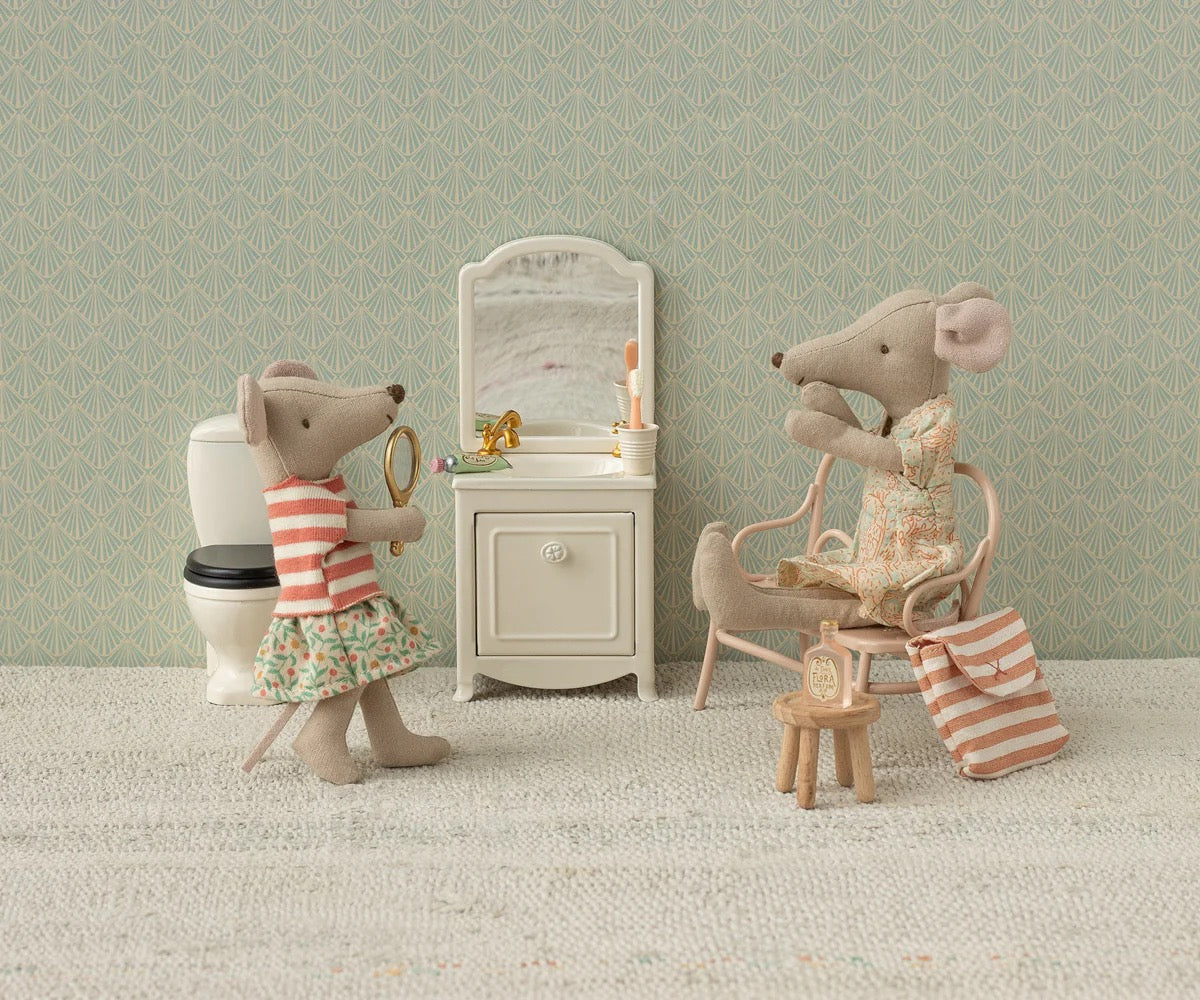 Toothbrush Set in Bag, Mouse - Coral Stripe