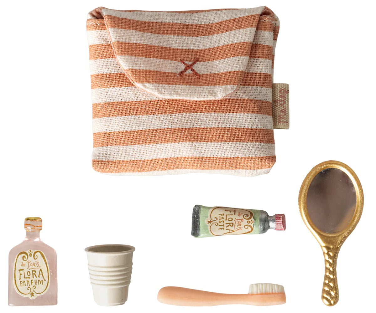 Toothbrush Set in Bag, Mouse - Coral Stripe