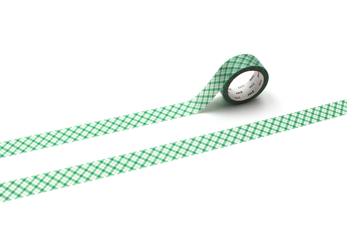 Overlapped Fine Gingham Check Green Washi Tape