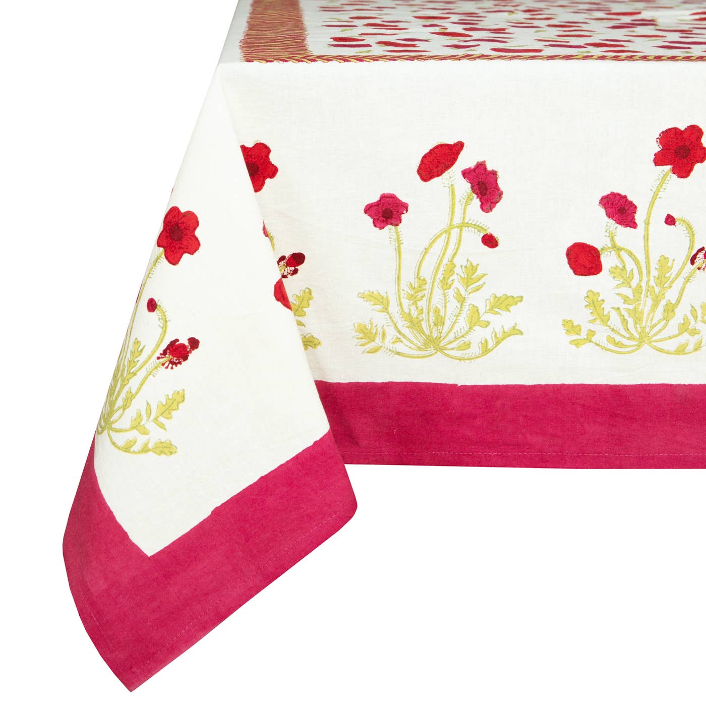 Poppies Red & Green French Tablecloth