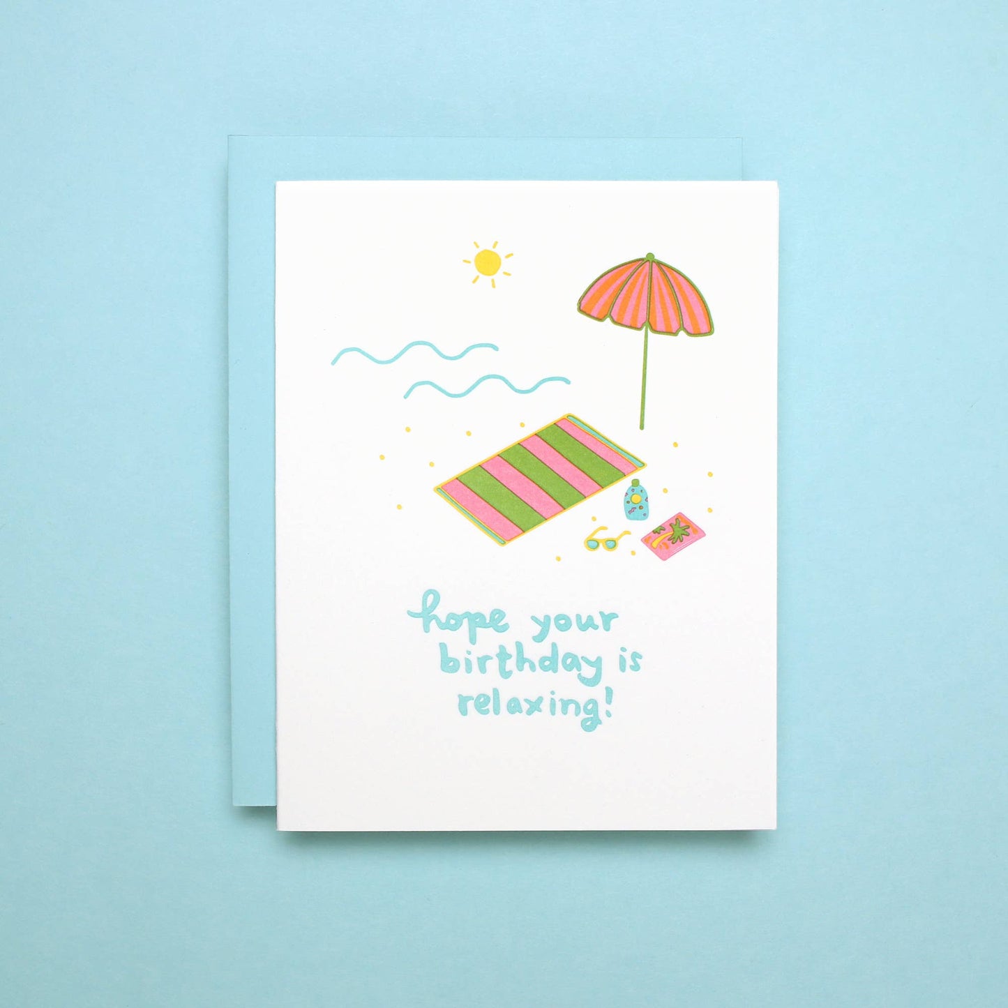 Beach Birthday - Letterpress Greeting Card
