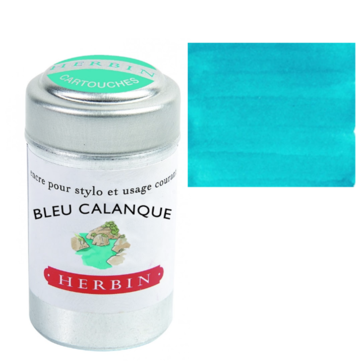 Herbin Fountain Pen Ink Cartridges - Tin of 6: Bleu Nuit (Midnight Blue)