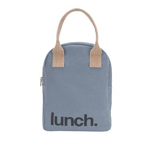 'Lunch' Blue - Zipper Lunch Bag