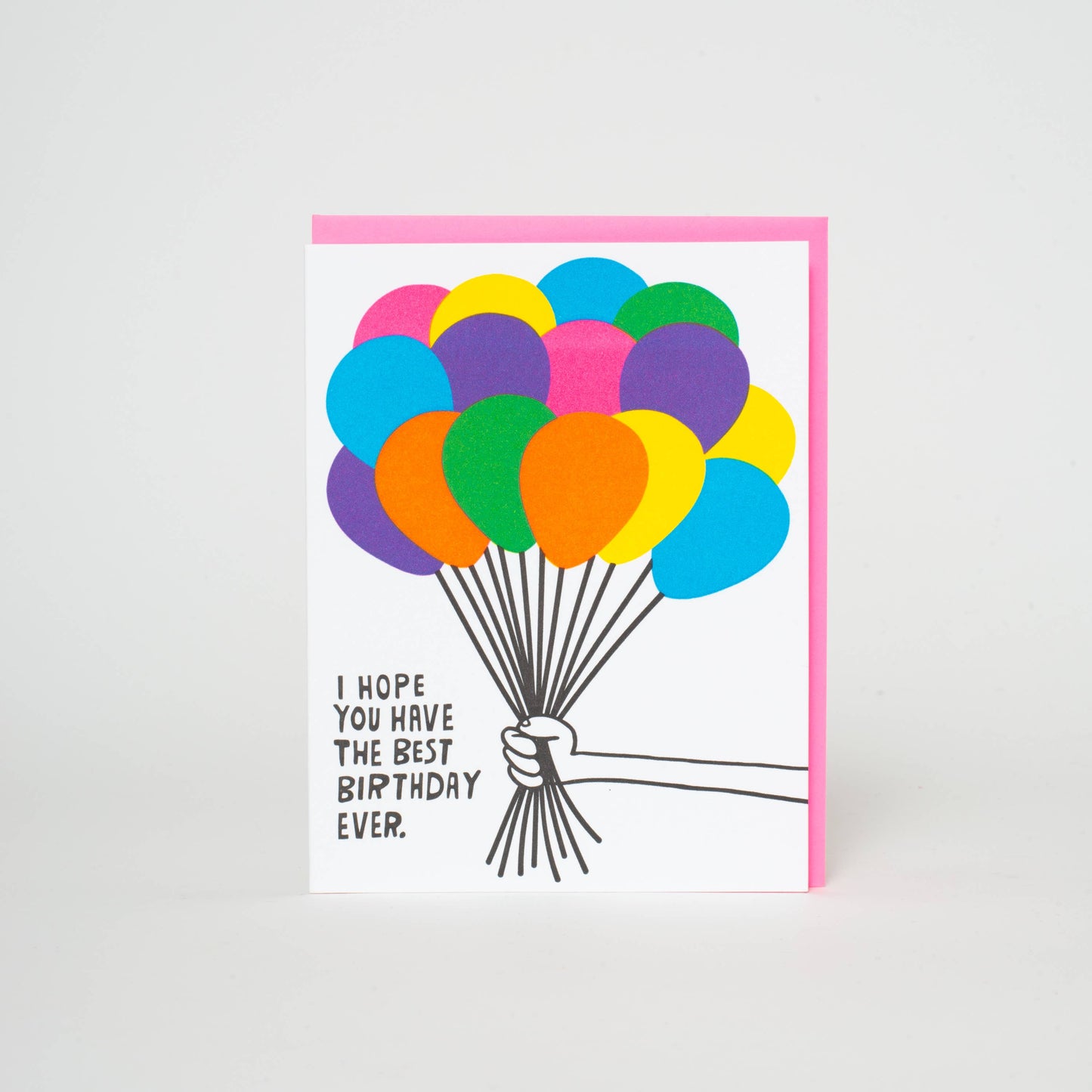 Best Birthday Ever Balloons Letterpress Greeting Card by Ashkahn