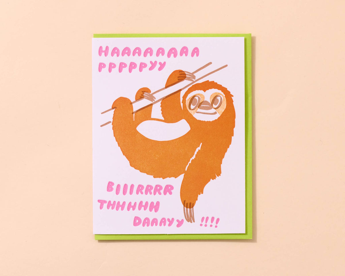 Letterpress Birthday Card—Sloth