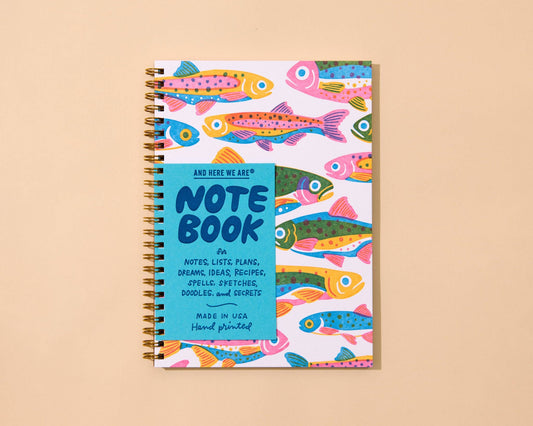 Letterpress A5 Spiral Notebook—Rainbow Trout