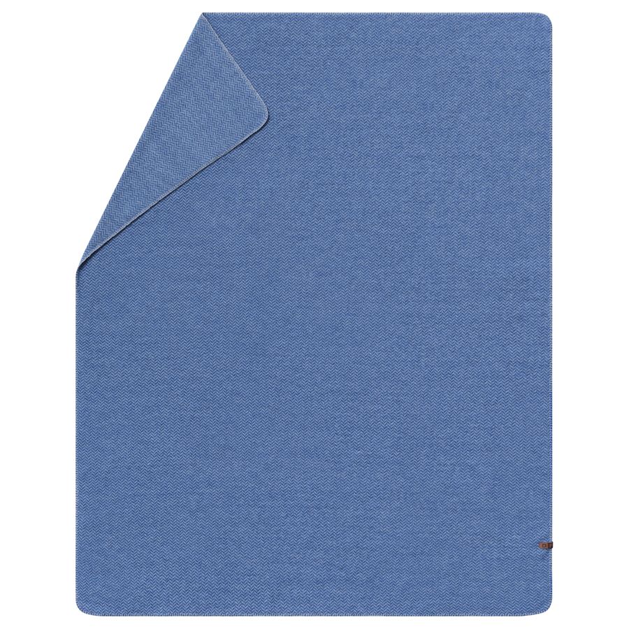 Merano Wool Blend Throw Herringbone Blue