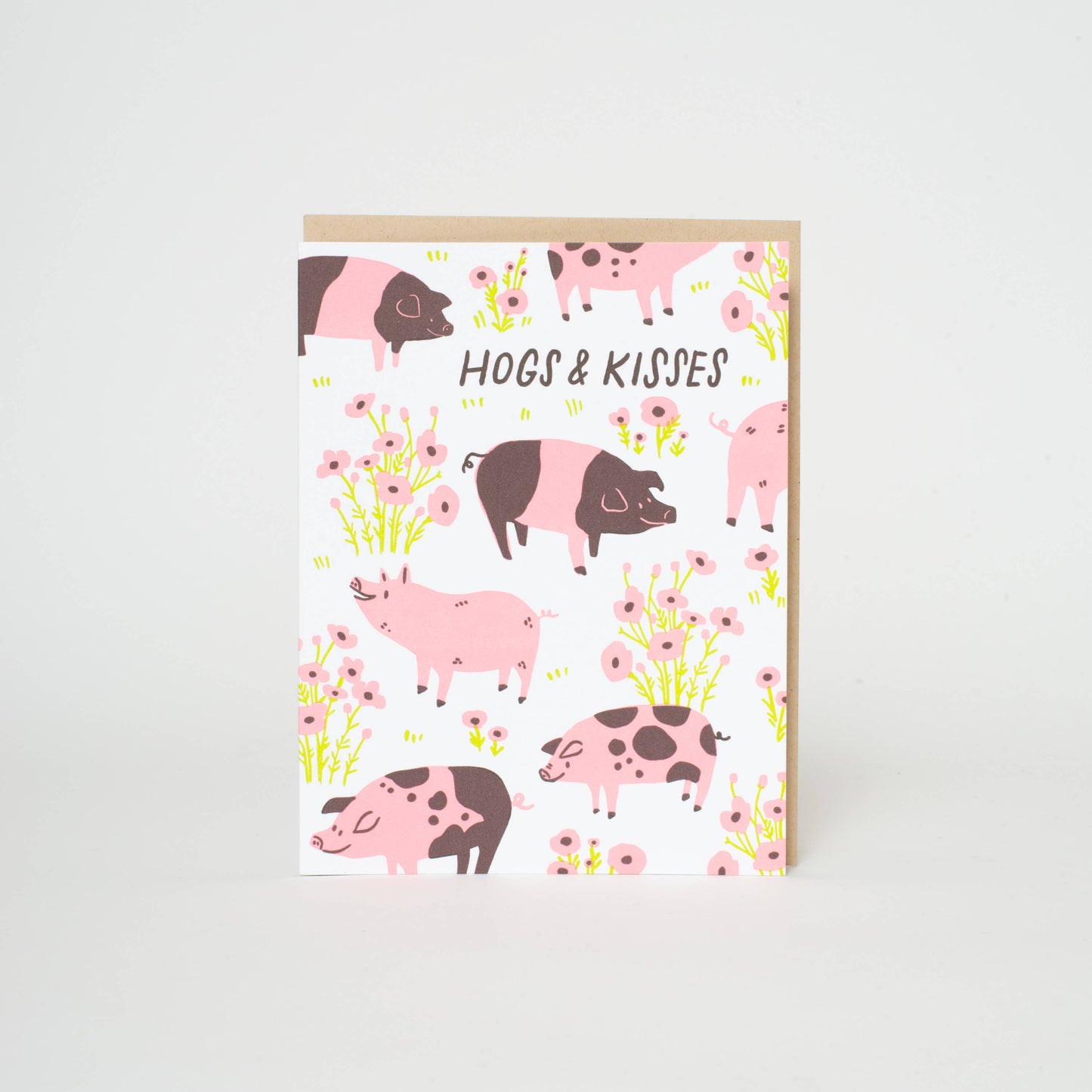 Pigs Punny Love Letterpress Greeting Card by Hello!Lucky