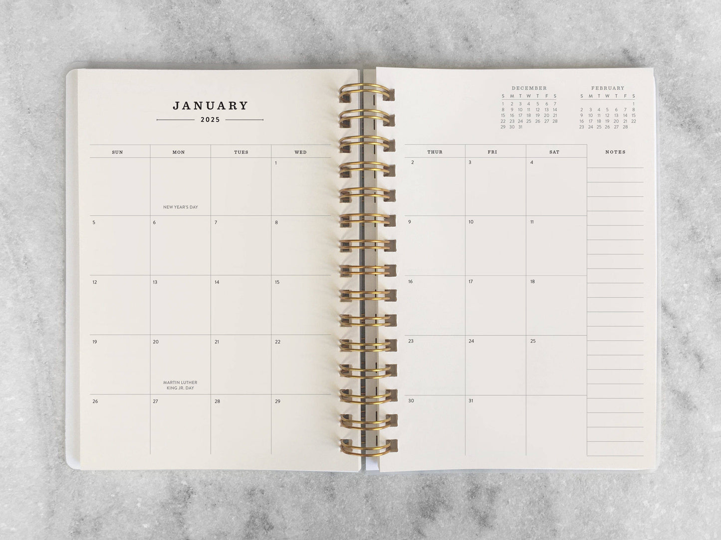 12-Month Planner, Charcoal Bookcloth: Jan-Dec 2026