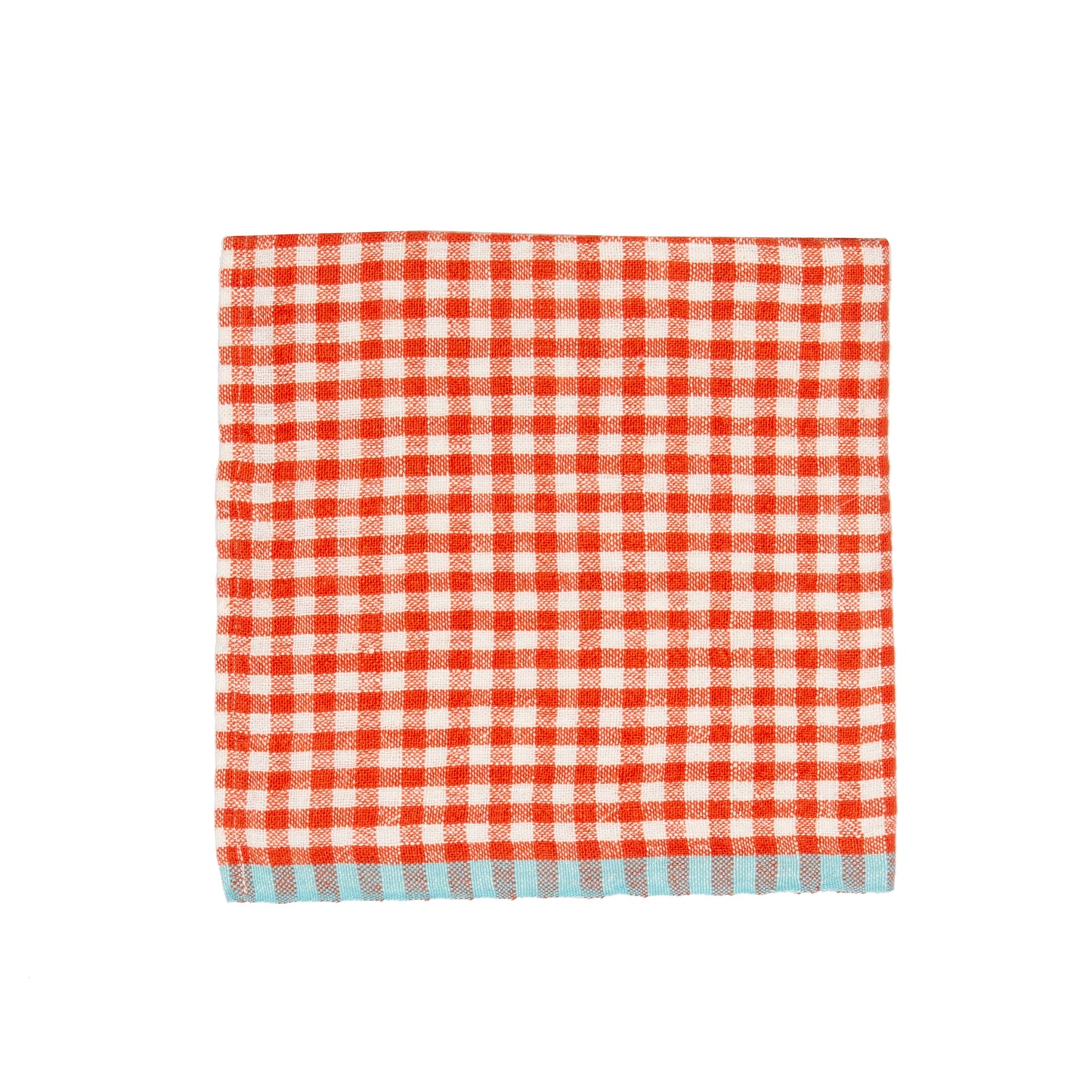 Two-Tone Gingham Orange/Aqua Napkins 20x20 - Set of 4