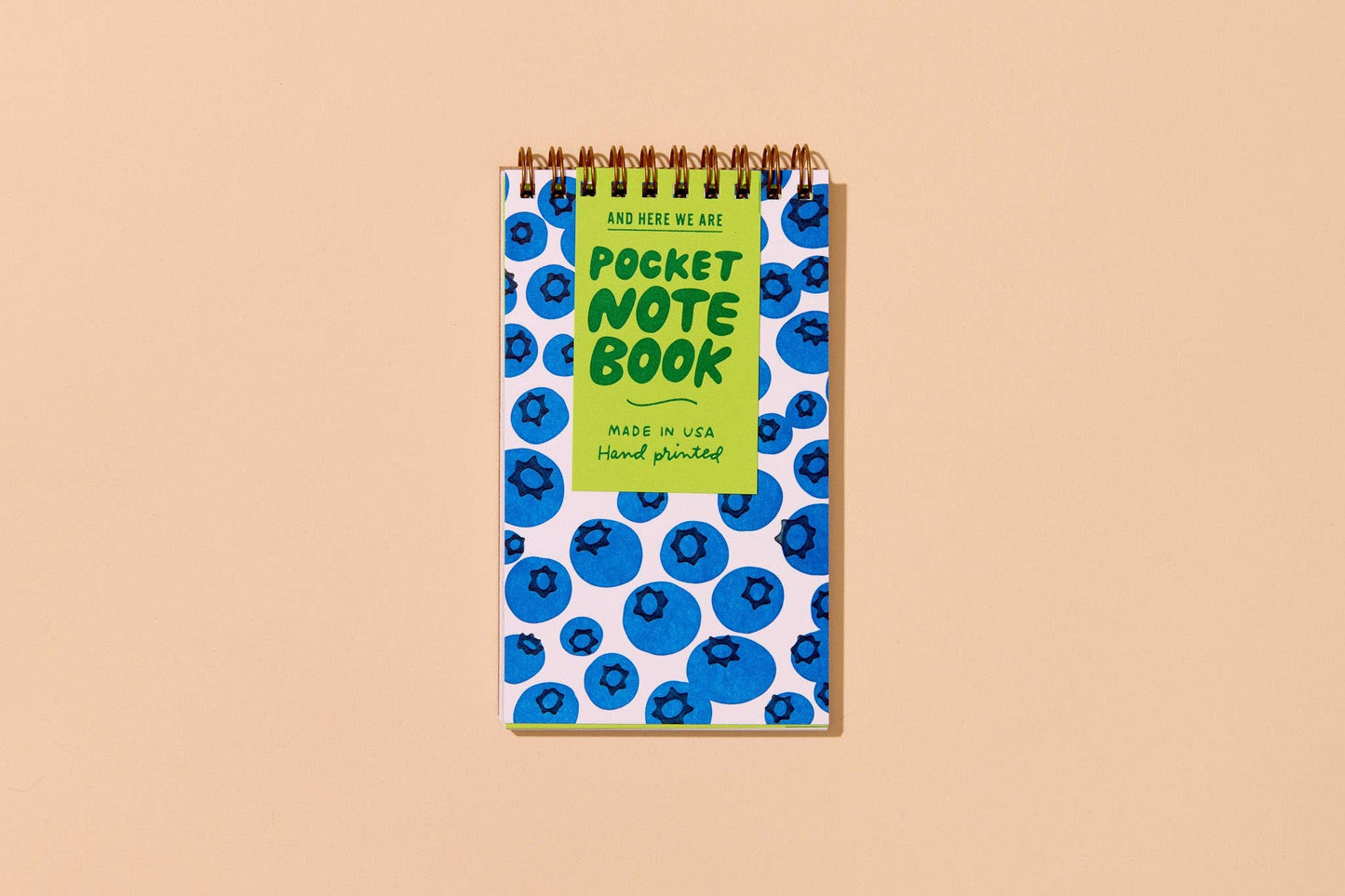 Small Modern Summer Letterpress Spiral Notebook—Blueberry