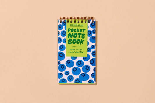 Small Modern Summer Letterpress Spiral Notebook—Blueberry