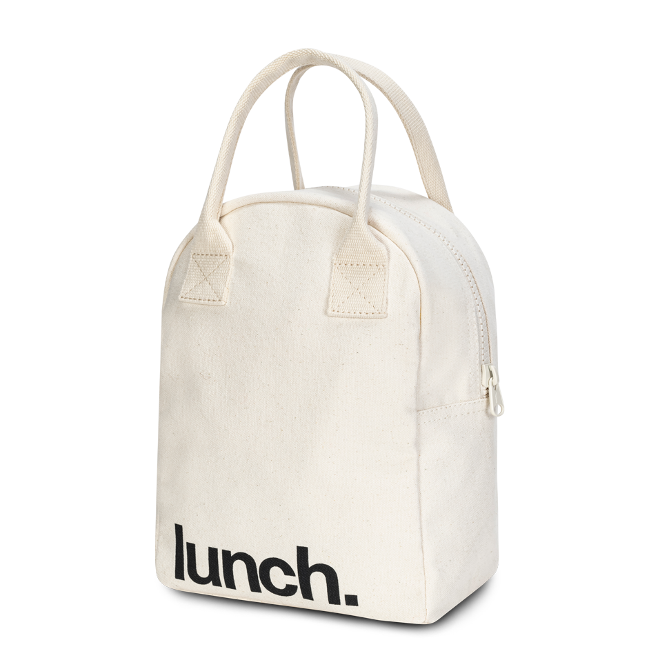 'Lunch' Natural - Zipper Lunch Bag