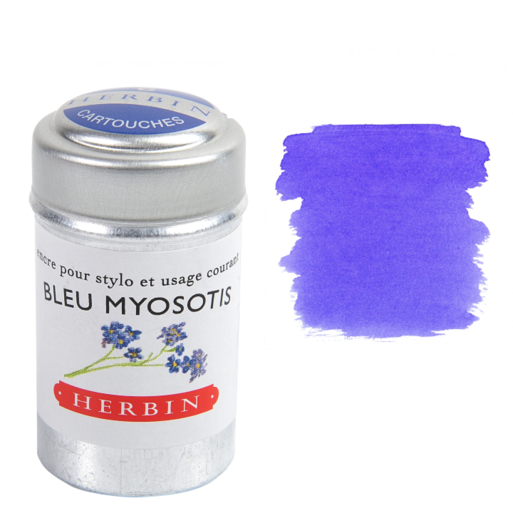 Herbin Fountain Pen Ink Cartridges - Tin of 6: Bleu Nuit (Midnight Blue)