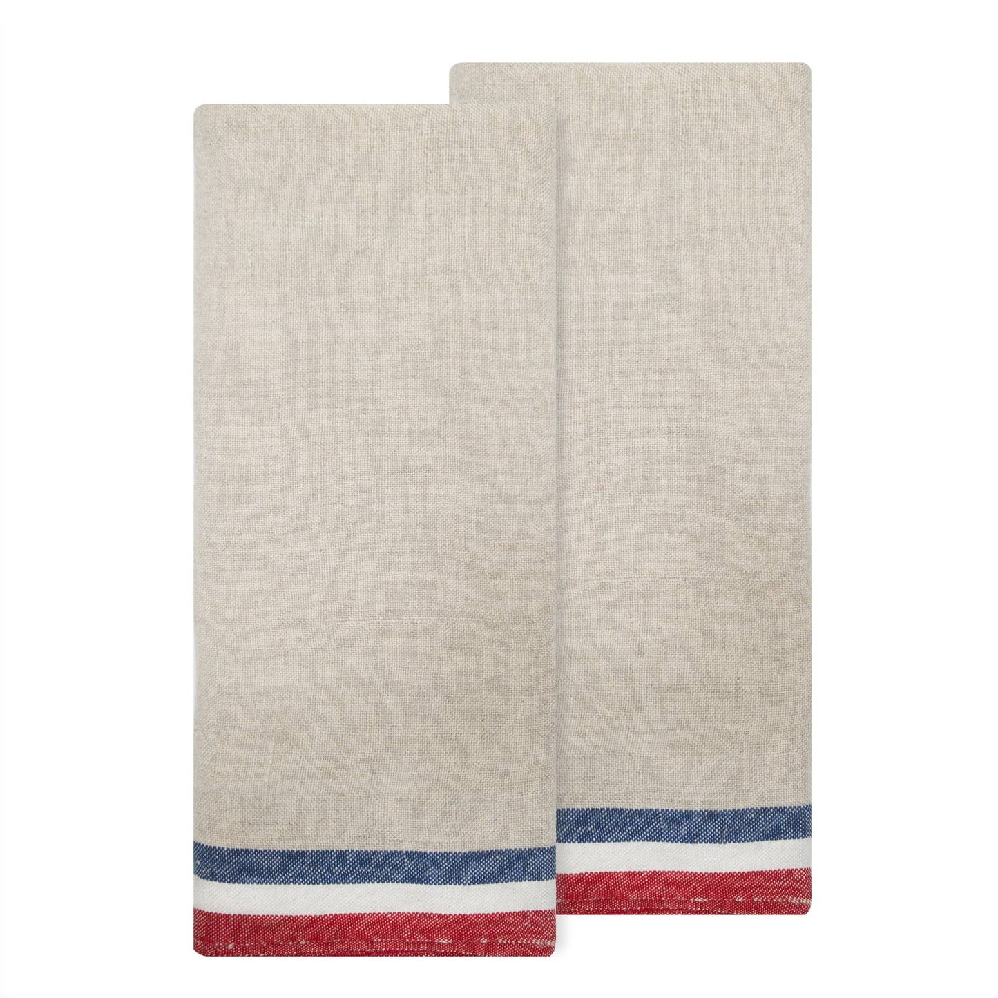 Normandy Natural - Red/Natural/Blue Stripes TeaTowels 20x30