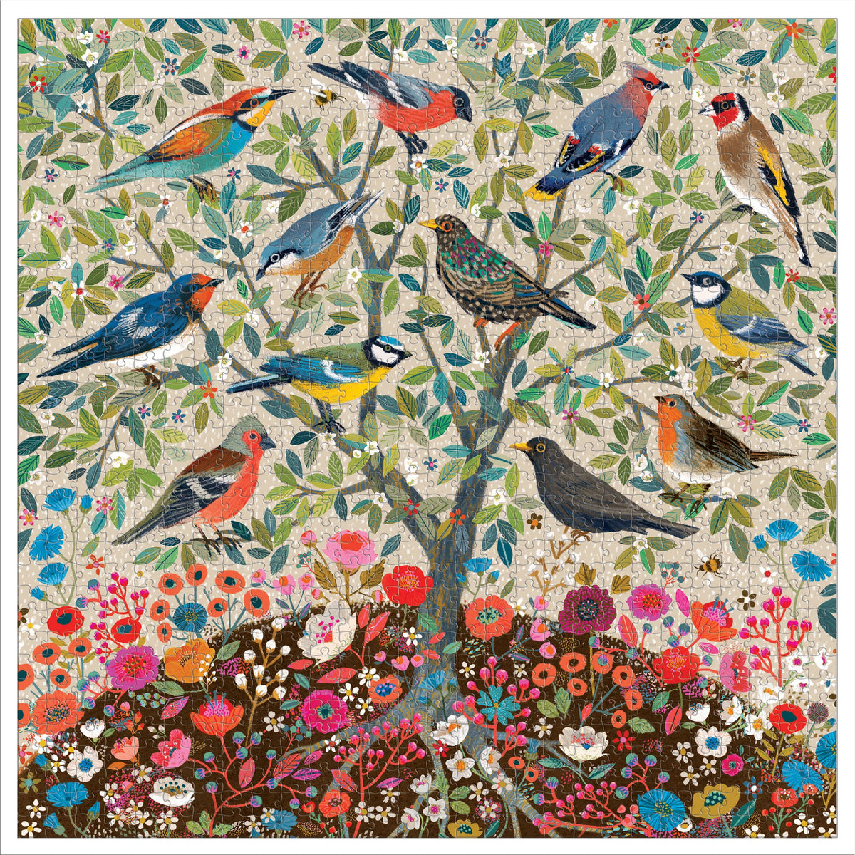 Songbirds Tree 1000 Piece Square Puzzle - eeBoo