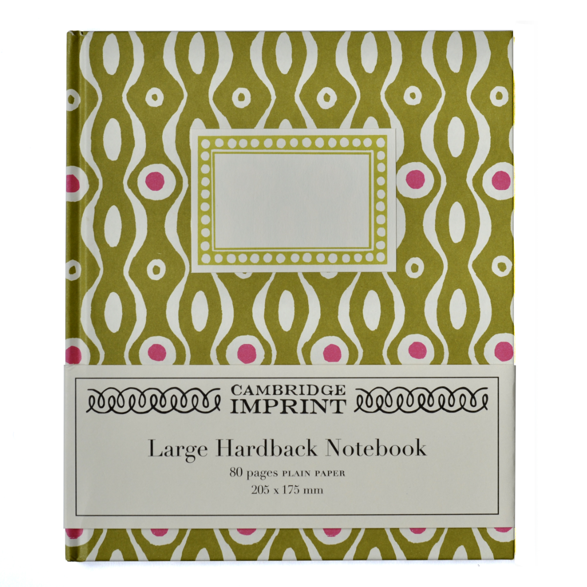 Large Hardback Notebook Persephone Bright Olive and Cool Pink (Plain)