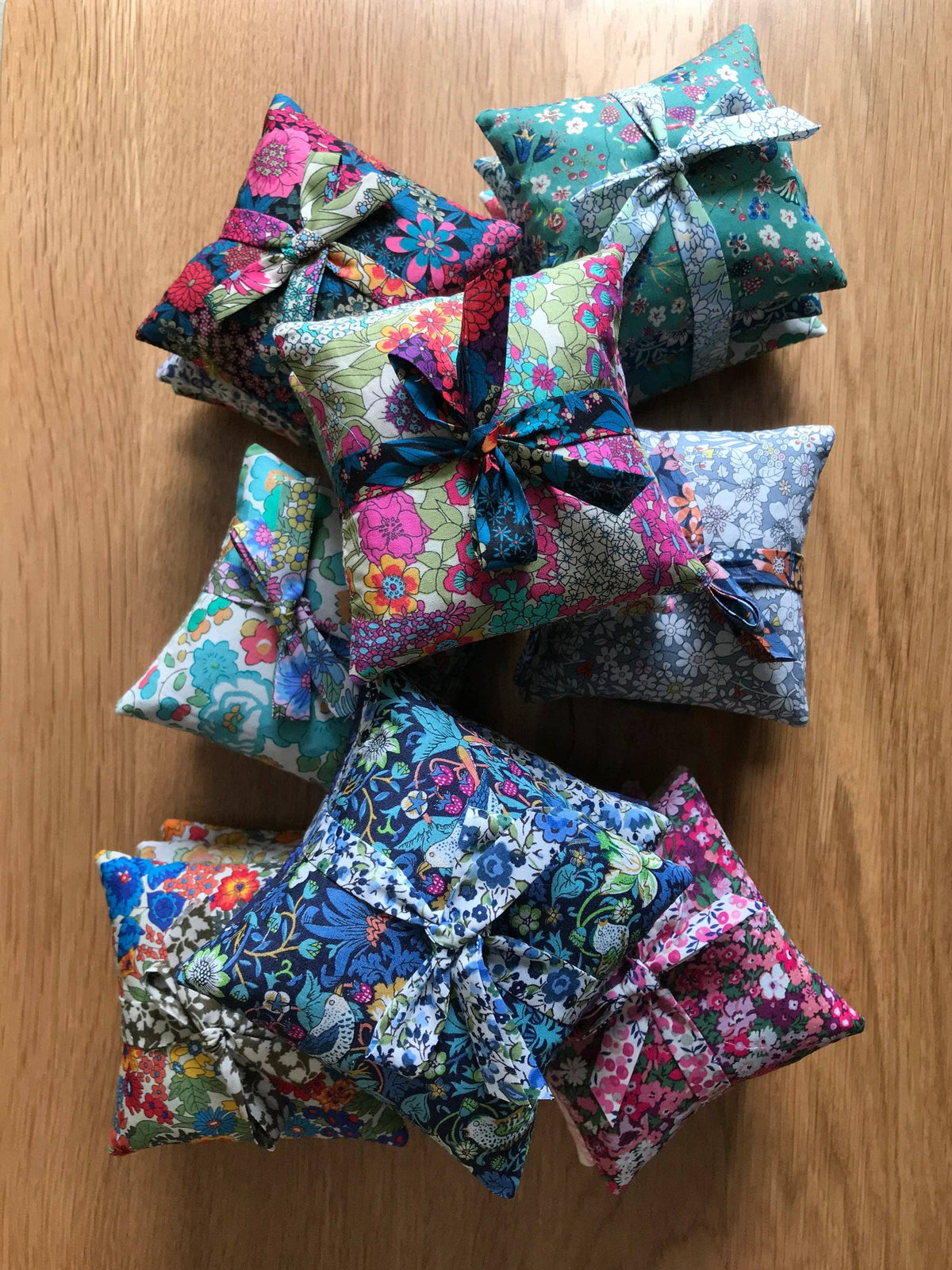 Stack of 3 Square Liberty Cotton Lavender Sachets - Green