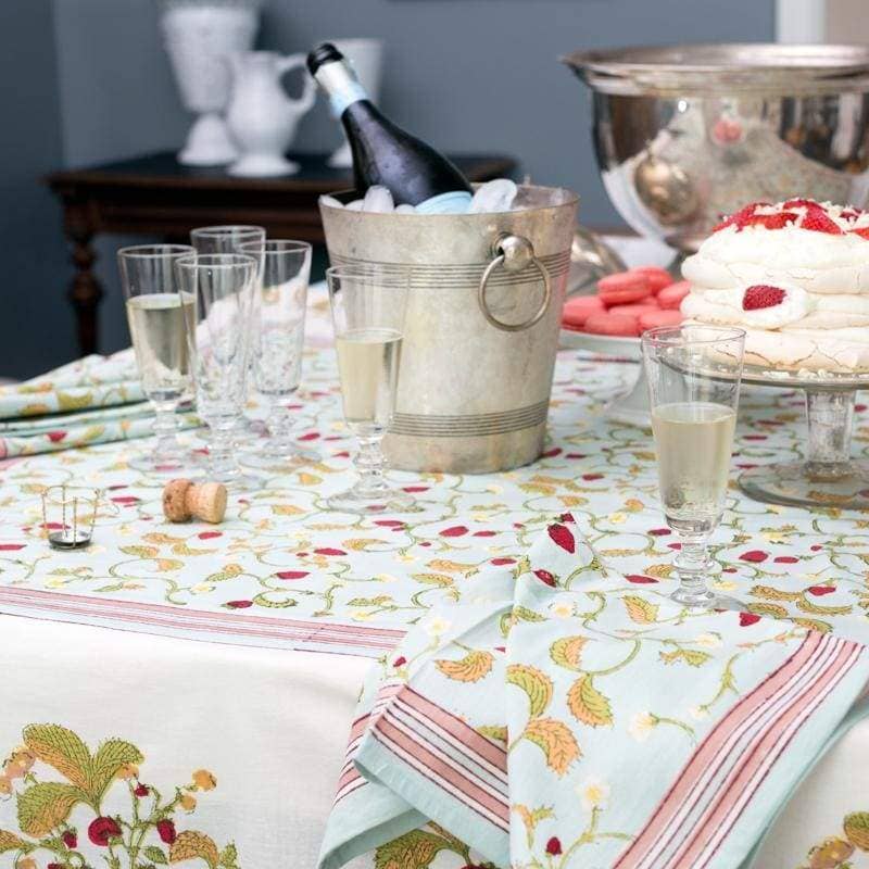 Strawberry Blue | French Tablecloths: 59" x 86"