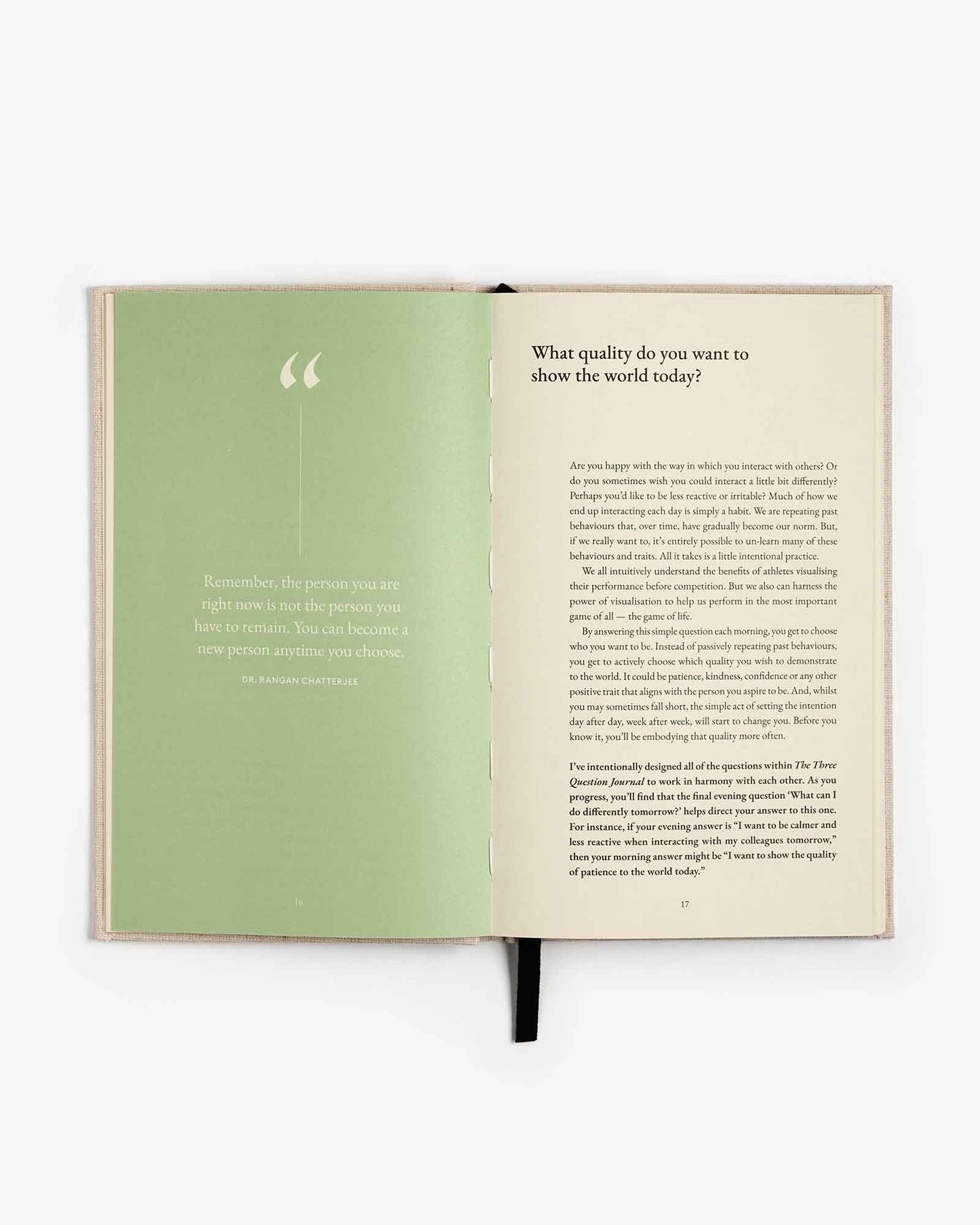 The Three Question Journal Green - Daily Guided Wellbeing